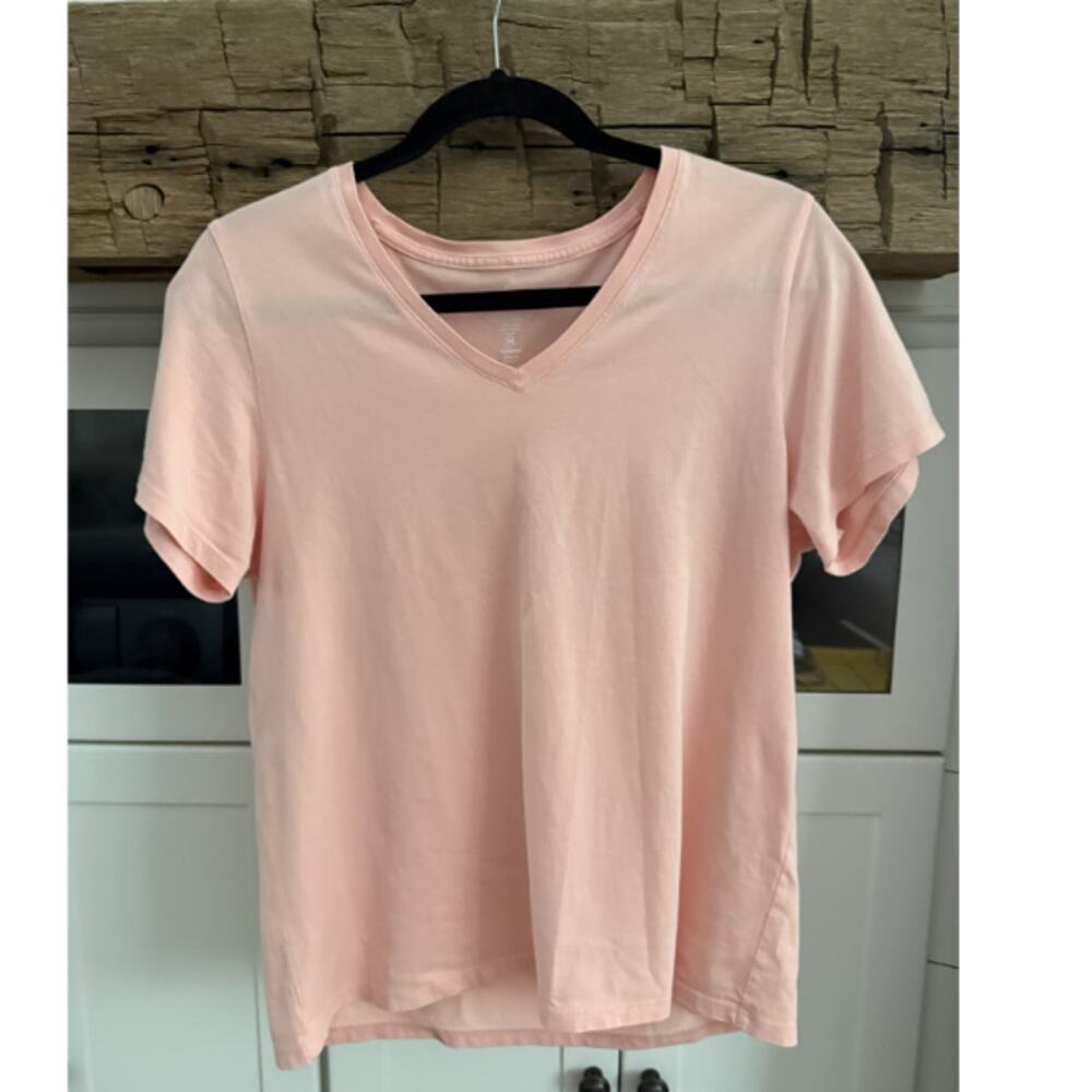 Bombas 100% Pima Cotton V-Neck Tee Shirt Blush Peach Bee Better Size Medium